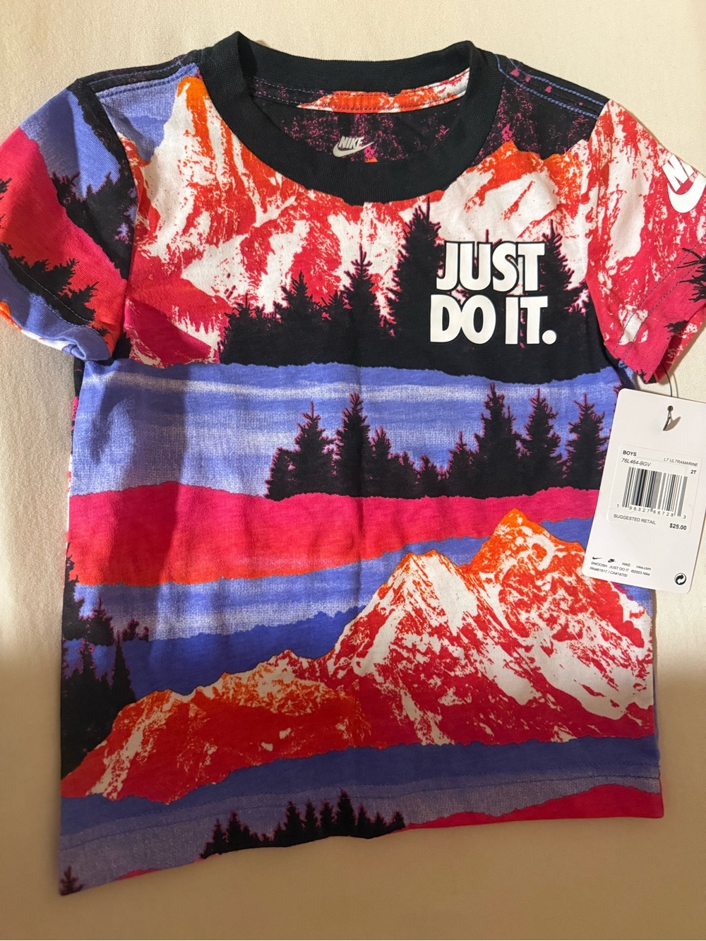 Nike Kids Short Sleeve 'Just Do It.' Mountain Tee - Red, Blue, Black